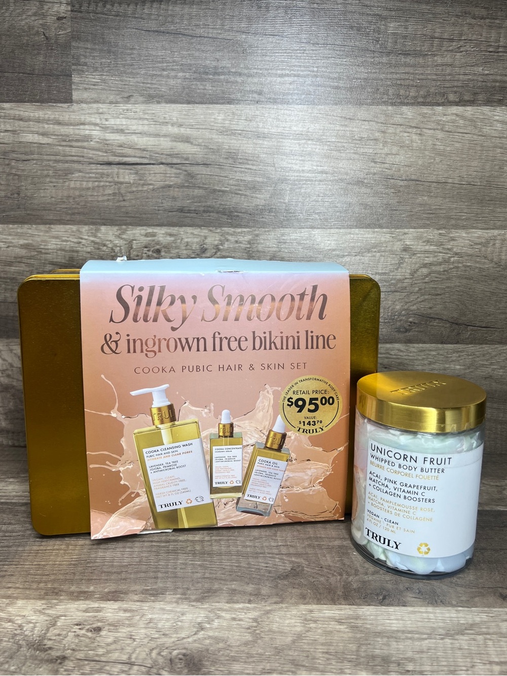 Truly Cooka Pubic Hair & Skin Set & unicorn fruit whipped body butter NEW SET